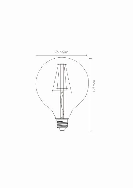 Lucide G95 - Ampoule filament - Ø 9,5 cm - LED Dim. - E27 - 1x5W 2700K - Transparent - technique